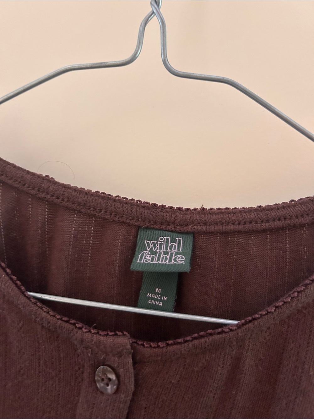 wild fable Ribbed Button-Front Top - Deep Maroon - Picture 3 of 3
